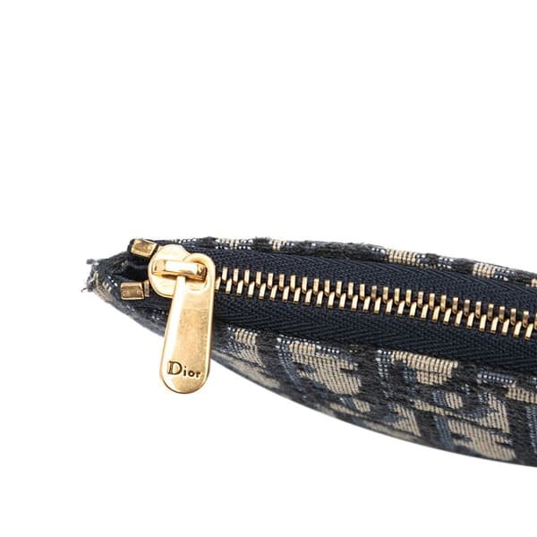 Pre-owned Dior Oblique Canvas Zip Pouch Blue