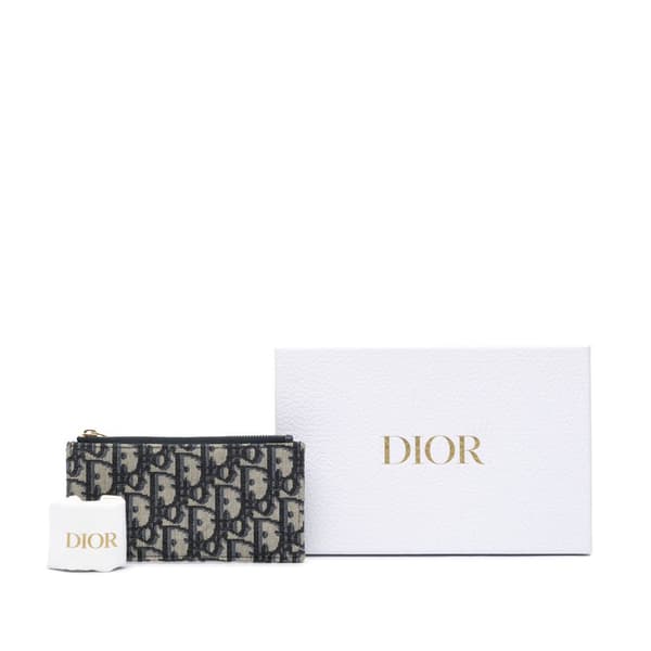 Pre-owned Dior Oblique Canvas Zip Pouch Blue