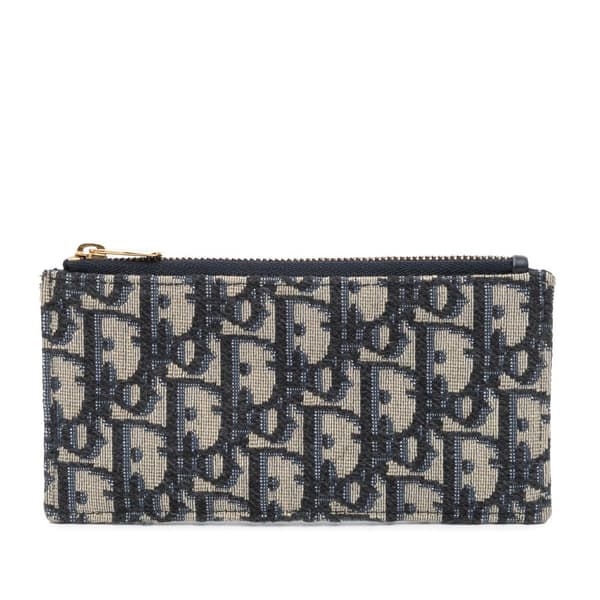 Pre-owned Dior Oblique Canvas Zip Pouch Blue