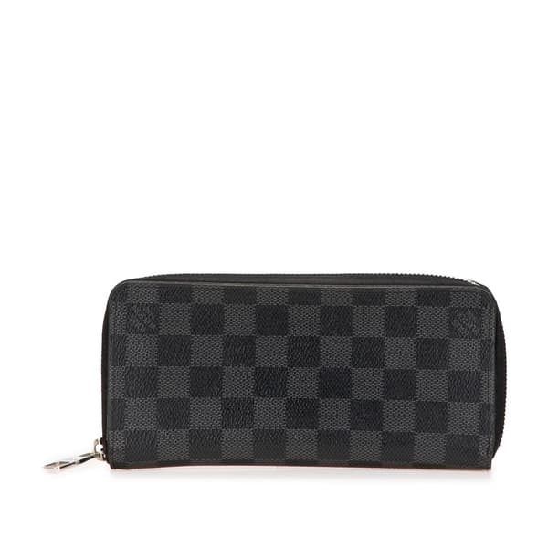 Pre-owned Louis Vuitton Damier Graphite Vertical Zippy Wallet Black