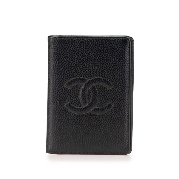 Pre-owned Chanel Caviar CC Card Holder Black