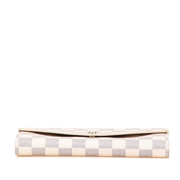Pre-owned Louis Vuitton Damier Azur Sarah Long Wallet White