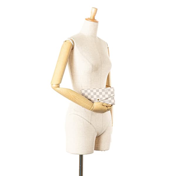 Pre-owned Louis Vuitton Damier Azur Sarah Long Wallet White