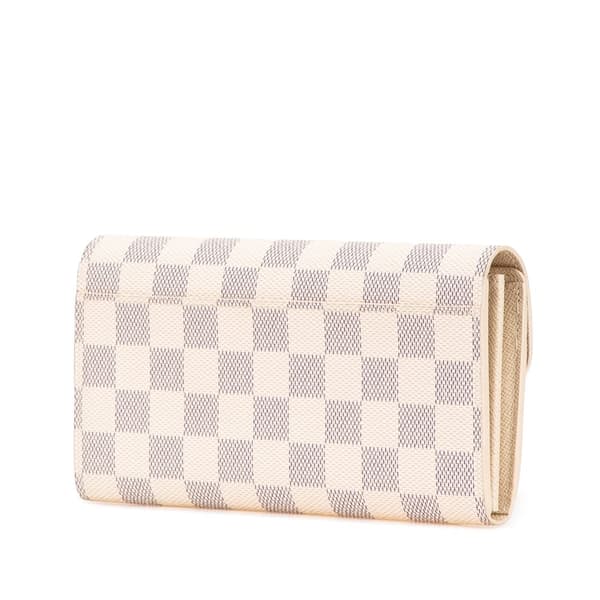 Pre-owned Louis Vuitton Damier Azur Sarah Long Wallet White