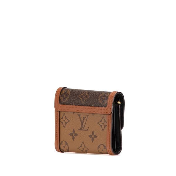 Pre-owned Louis Vuitton Monogram Reverse Dauphine Compact Wallet Brown