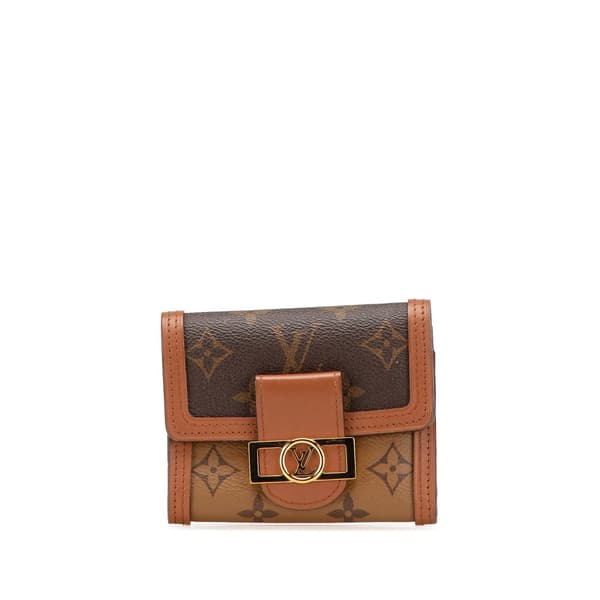 Pre-owned Louis Vuitton Monogram Reverse Dauphine Compact Wallet Brown