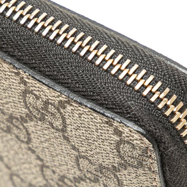 Pre-owned Gucci GG Supreme Zip Around Long Wallet Brown