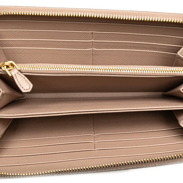 Pre-owned Prada Large Saffiano Zip Around Long Wallet Brown