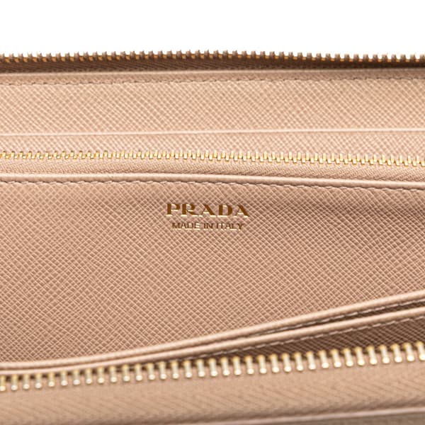 Pre-owned Prada Large Saffiano Zip Around Long Wallet Brown