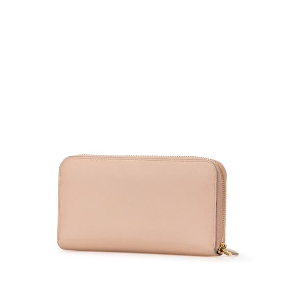Pre-owned Prada Large Saffiano Zip Around Long Wallet Brown