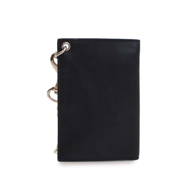 Pre-owned Saint Laurent Studded Calfskin Rider Chain Wallet Black