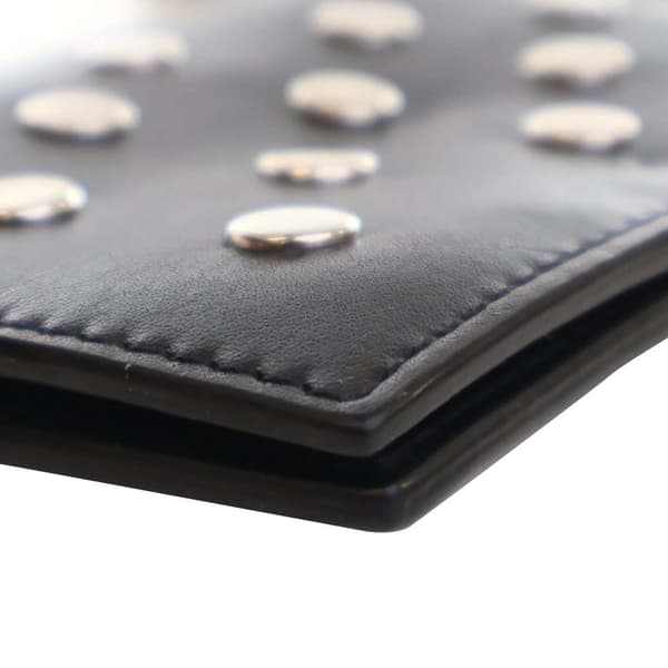 Pre-owned Saint Laurent Studded Calfskin Rider Chain Wallet Black