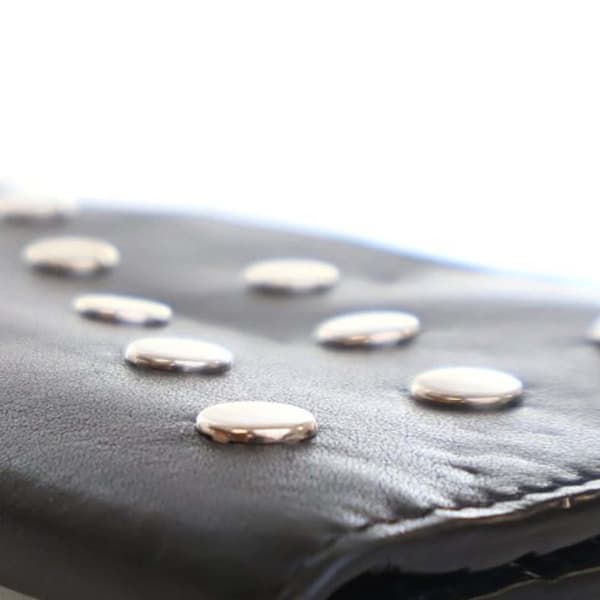 Pre-owned Saint Laurent Studded Calfskin Rider Chain Wallet Black