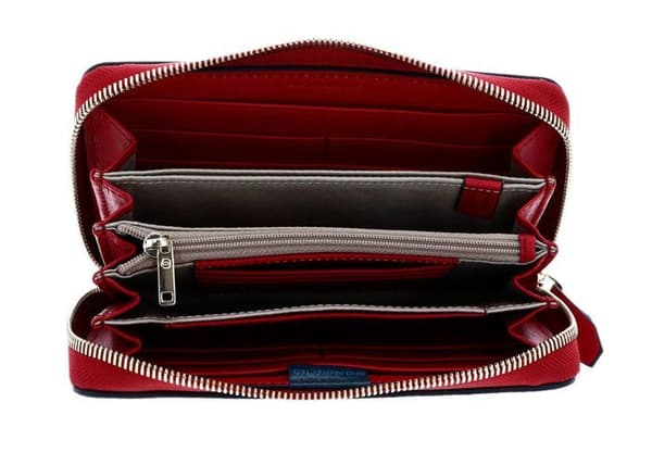 PIQUADRO Röda plånbok för kvinnor - Dafne Zip Around Wallet RFID Lampone 110013
