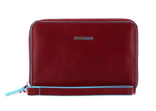 PIQUADRO Röda läppklämma för kvinnor - Blue Square Zip Around Smartphone Wallet Clutch RFID Rosso 150507