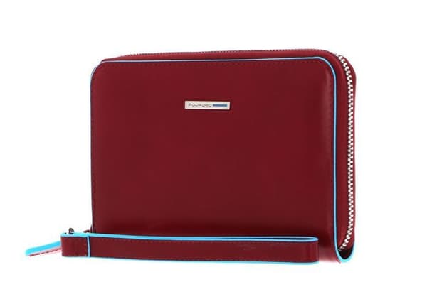 PIQUADRO Röda läppklämma för kvinnor - Blue Square Zip Around Smartphone Wallet Clutch RFID Rosso 150507