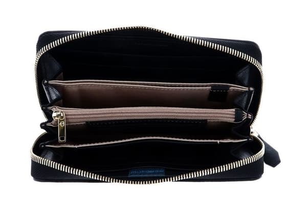 PIQUADRO Plånbok svart för kvinnor - Dafne Zip Around Wallet RFID Nero 110028