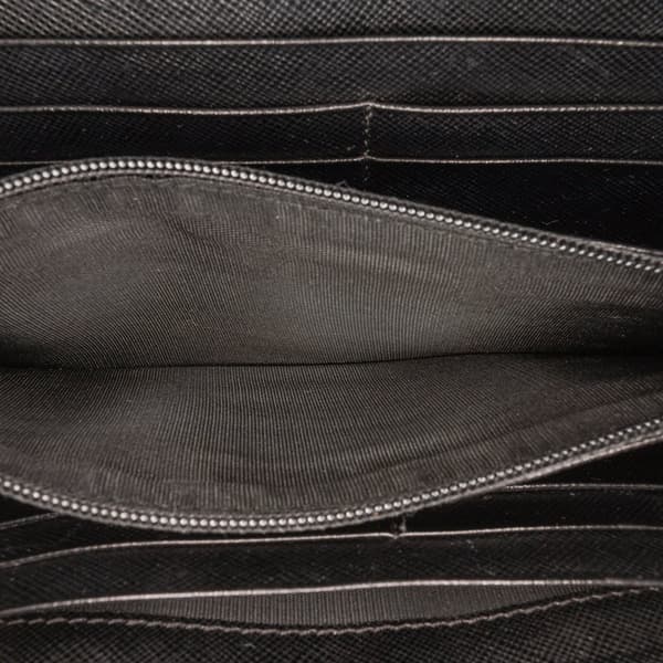 Pre-owned Prada Saffiano Zip Around Long Wallet Black