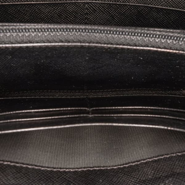 Pre-owned Prada Saffiano Zip Around Long Wallet Black