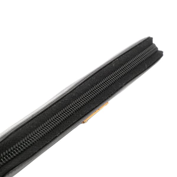 Pre-owned Prada Saffiano Zip Around Long Wallet Black