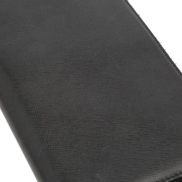 Pre-owned Prada Saffiano Zip Around Long Wallet Black
