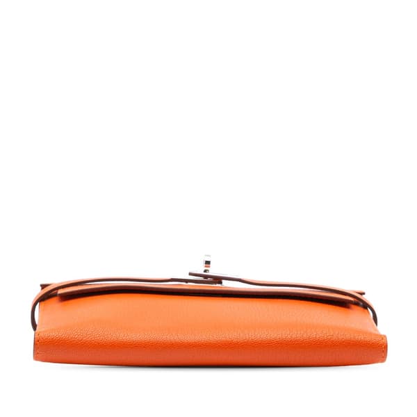 Pre-owned Hermès Chevre Mysore Kelly Longue Wallet Orange