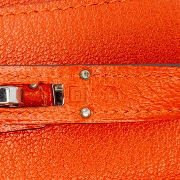 Pre-owned Hermès Chevre Mysore Kelly Longue Wallet Orange
