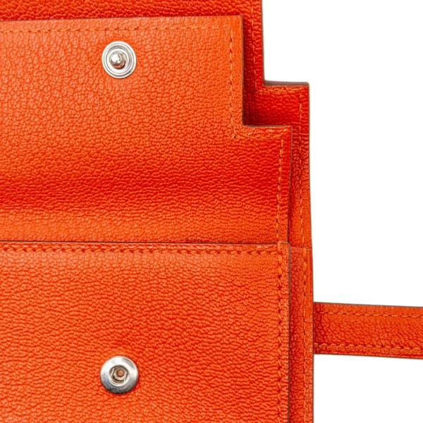 Pre-owned Hermès Chevre Mysore Kelly Longue Wallet Orange