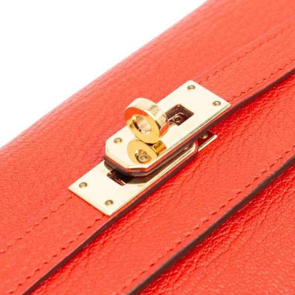 Pre-owned Hermès Chevre Mysore Kelly Longue Wallet Red