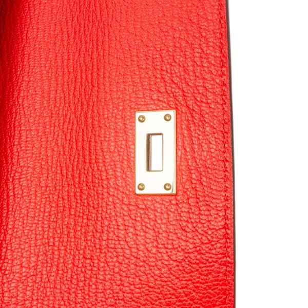 Pre-owned Hermès Chevre Mysore Kelly Longue Wallet Red