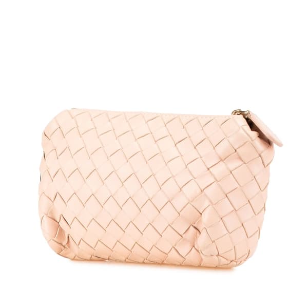 Pre-owned Bottega Veneta Leather Intrecciato Pouch Brown