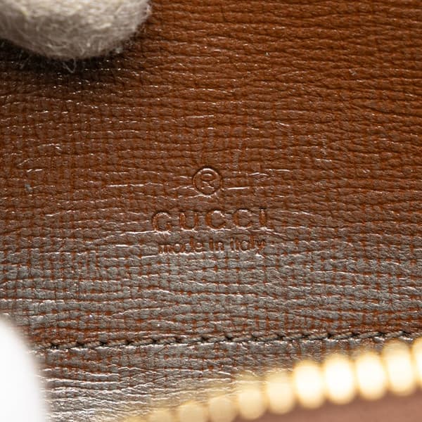Pre-owned Gucci GG Supreme Horsebit 1955 Zip Coin Pouch Brown