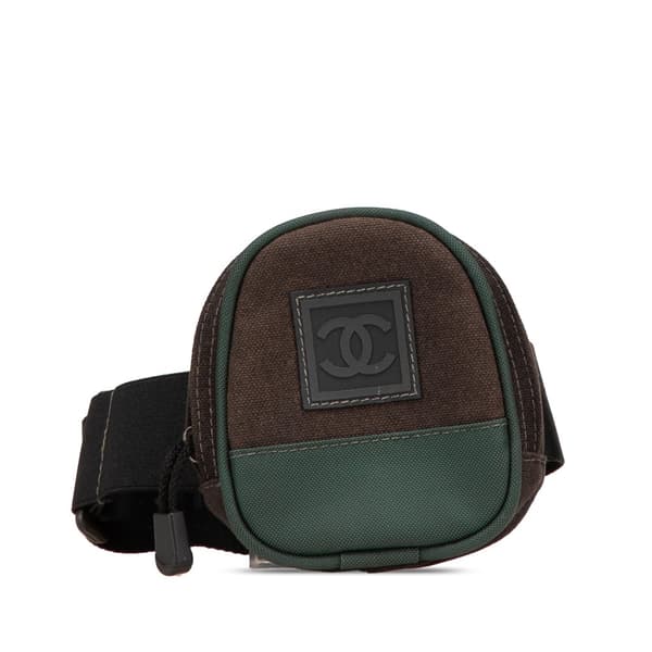 Pre-owned Chanel CC Sports Line Canvas and Nylon Arm Pouch Brown