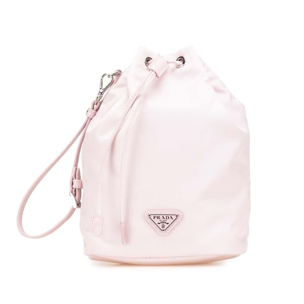 Pre-owned Prada Re Nylon Drawstring Pouch Pink