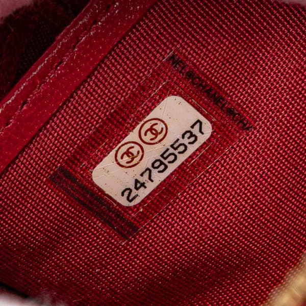Pre-owned Chanel Chevron Sheepskin Mademoiselle Zip Around Wallet Red
