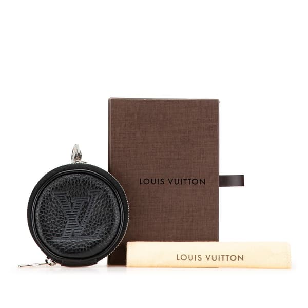 Pre-owned Louis Vuitton Taurillon Shadow Keychain Pouch Black