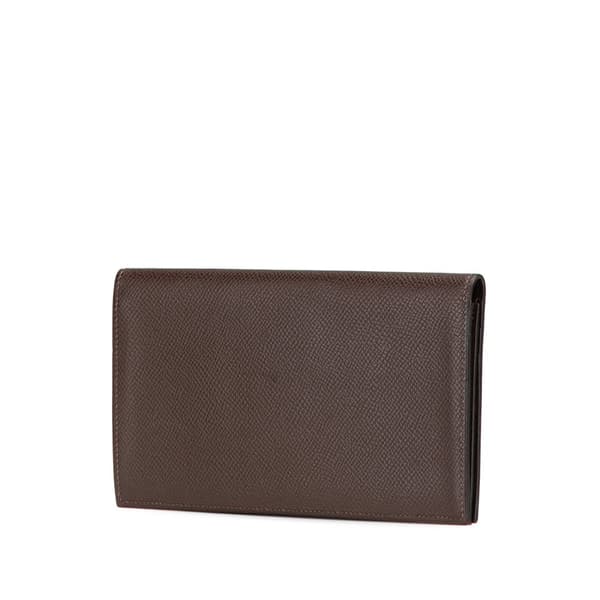 Pre-owned Hermès Epsom Citizen Twill Wallet Brown