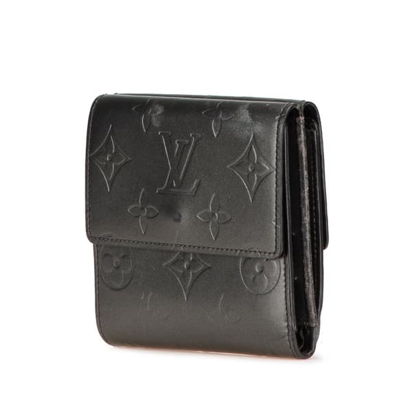 Pre-owned Louis Vuitton Monogram Mat Portefuille Elise Trifold Wallet Gray