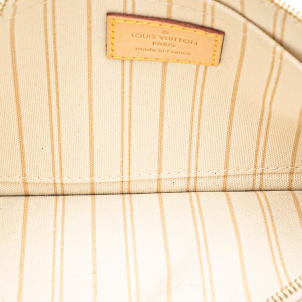 Pre-owned Louis Vuitton Damier Azur Neverfull MM Pouch White