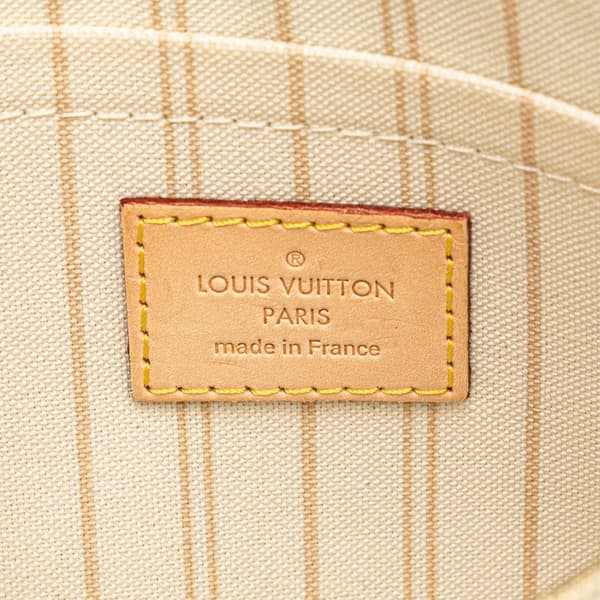 Pre-owned Louis Vuitton Damier Azur Neverfull MM Pouch White
