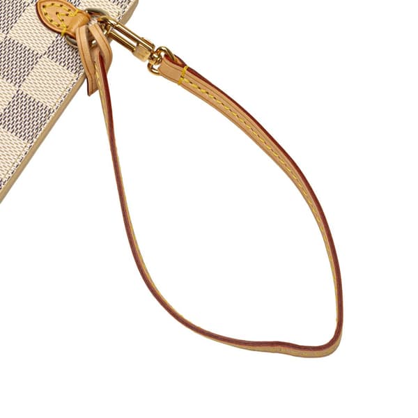 Pre-owned Louis Vuitton Damier Azur Neverfull MM Pouch White