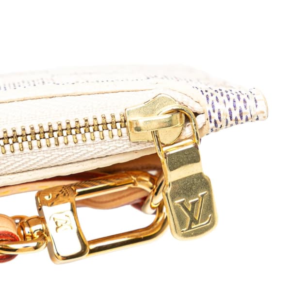 Pre-owned Louis Vuitton Damier Azur Neverfull MM Pouch White