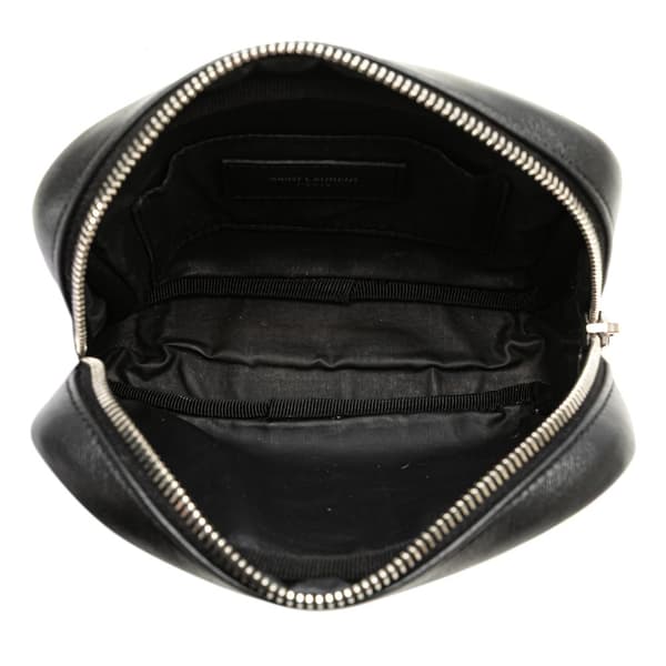 Pre-owned Saint Laurent Quilted Y Lambskin Monogram Loulou Cosmetic Case Black