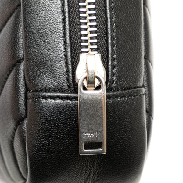 Pre-owned Saint Laurent Quilted Y Lambskin Monogram Loulou Cosmetic Case Black