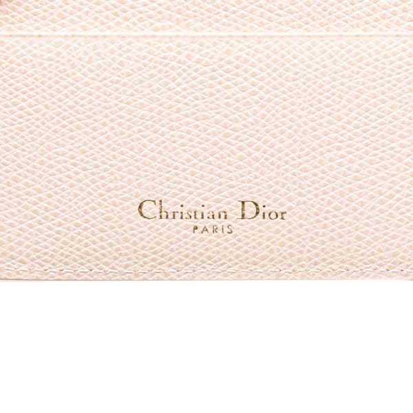 Pre-owned Dior Grained Calfskin Diorama Card Holder Pink