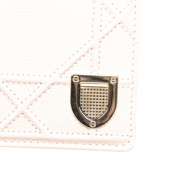 Pre-owned Dior Grained Calfskin Diorama Card Holder Pink
