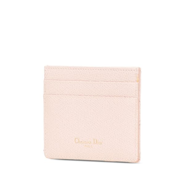 Pre-owned Dior Grained Calfskin Diorama Card Holder Pink
