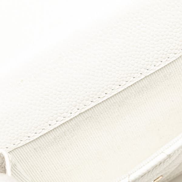 Pre-owned Chanel CC Quilted Caviar Trifold Flap Wallet White