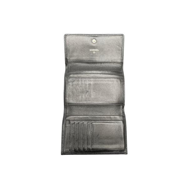 Pre-owned Chanel CC Caviar Trifold Wallet Black