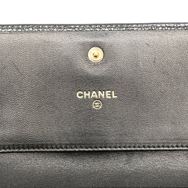 Pre-owned Chanel CC Caviar Trifold Wallet Black